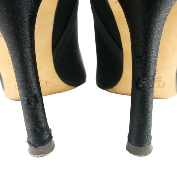 Giuseppe Zanotti Black Satin Dress Heels Lace Up Heel Rhinestone Ball Accent 37 - Picture 5 of 12